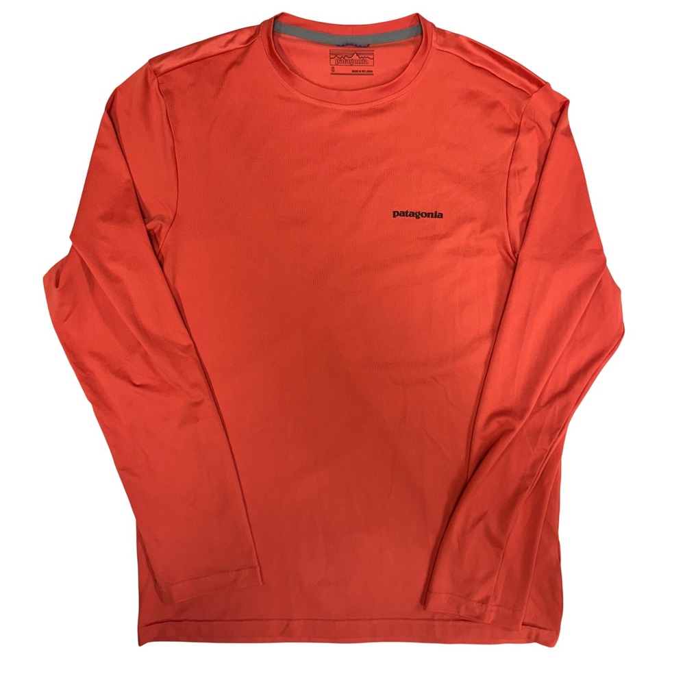 Patagonia Mens Long Sleeve Graphic Tech Fish Tee Orange Small